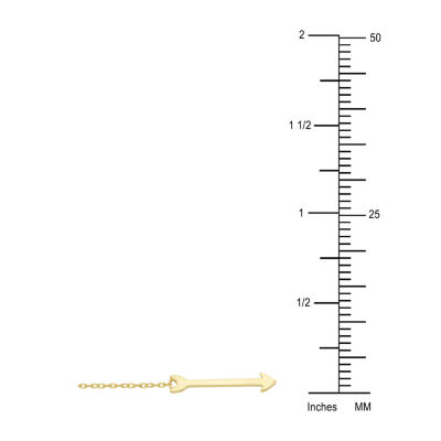 Womens 10K Gold 9 Inch Solid Cable Arrow Ankle Bracelet