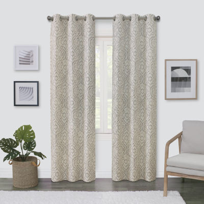 Regal Home Surfaces Ikat Scroll LightFiltering Grommet Top Single Curtain Panel, Color Ikat