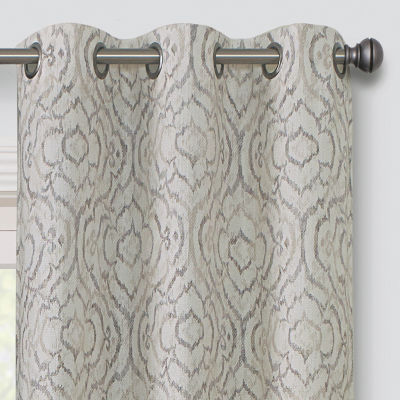 Regal Home Surfaces Ikat Scroll Grommet Top Light-Filtering Single Curtain Panel