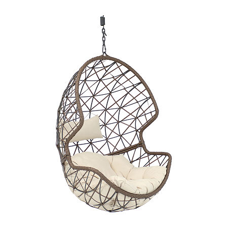 Sunnydaze Danielle Hanging Egg Chair, One Size, Beige