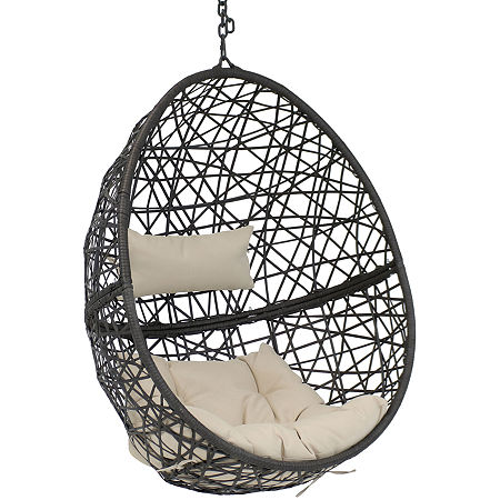 Sunnydaze Caroline Hanging Egg Chair, One Size, Beige