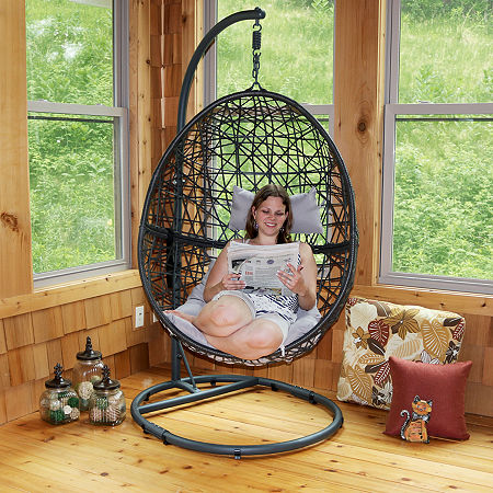 Sunnydaze Caroline Hanging Egg Chair With Stand, One Size, Gray