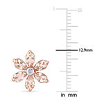 Diamond Accent Genuine Pink Morganite 10K Rose Gold 12.9mm Flower Stud Earrings