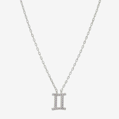 Sparkle Allure Zodiac Womens Cubic Zirconia Pure Silver Over Brass 16 Inch Pendant Necklace