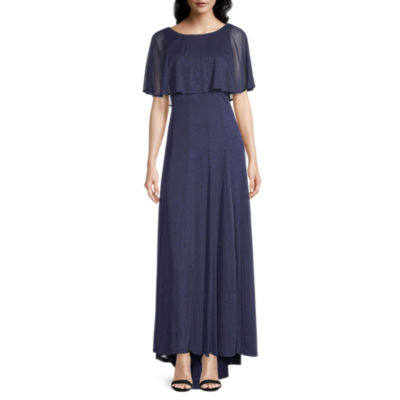 Danny & Nicole Short Sleeve Evening Gown, Color: Navy - JCPenney