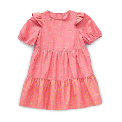 Okie Dokie Toddler Girls Adaptive Short Sleeve Balloon Sleeve A-Line Dress