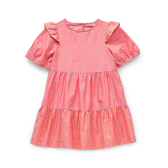 Okie Dokie Toddler Girls Short Sleeve Balloon Sleeve A-Line Dress