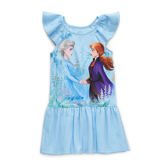 Disney Collection Little & Big Girls Sleeveless Frozen Round Neck Nightshirt