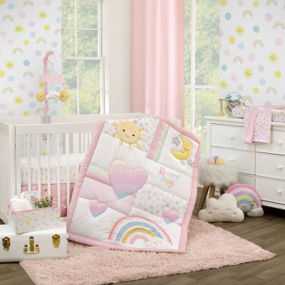 Nojo Sunshine And Rainbow Crib Bedding Set, Color: Pink