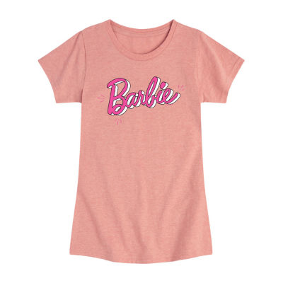 Little & Big Kid Girls Crew Neck Short Sleeve Regular Fit Barbie Graphic T-Shirt