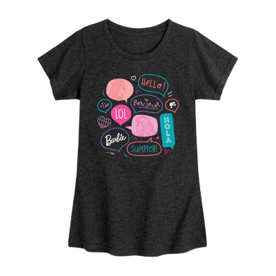 Little & Big Kid Girls Crew Neck Short Sleeve Regular Fit Barbie Graphic T-Shirt