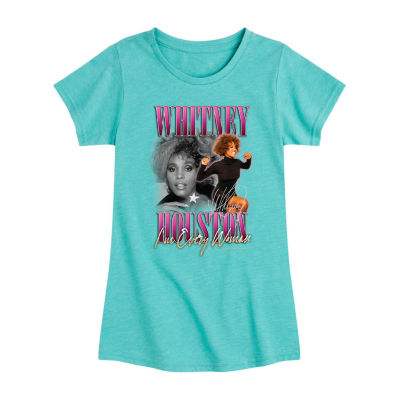AIR WAVES Little & Big Girls Crew Neck Whitney Houston Short Sleeve Graphic  T-Shirt