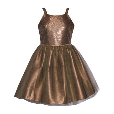 Bonnie Jean Big Girls Sleeveless Fit + Flare Dress, Color Gold JCPenney