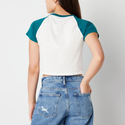 Arizona Graphic Womens Crew Neck Short Sleeve Crop Top Juniors