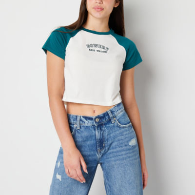 Arizona Graphic Womens Crew Neck Short Sleeve Crop Top Juniors