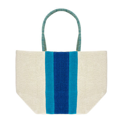 Mixit Color Block Jute Tote Bag