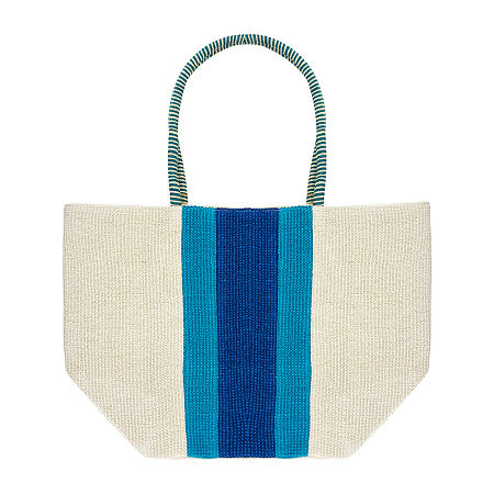 Mixit Color Block Jute Tote Bag, One Size, Blue