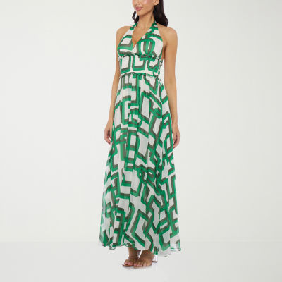Premier Amour Halter Womens Sleeveless Maxi Dress
