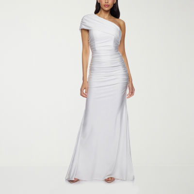 Premier Amour One Shoulder Womens Short Sleeve Evening Gown