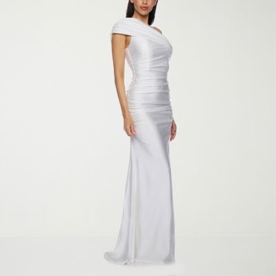 Premier Amour One Shoulder Womens Short Sleeve Evening Gown