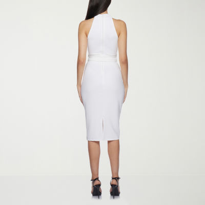Premier Amour Womens Belted Sleeveless Midi Sheath Dress