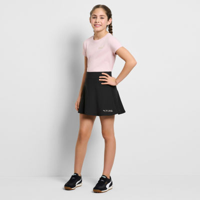 PUMA Big Kid Girls Moisture Wicking Knit Skort, Color: Puma Black