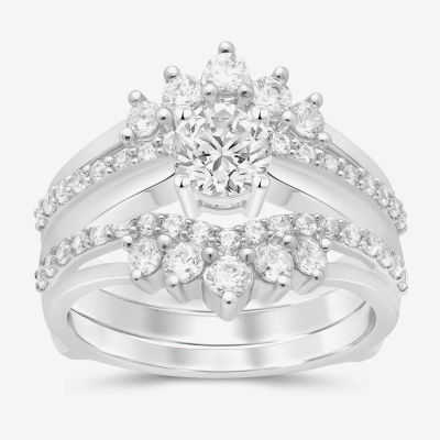 (I / Si2) Womens 1 CT. T.W. Lab Grown White Diamond 14K Gold Ring Guard