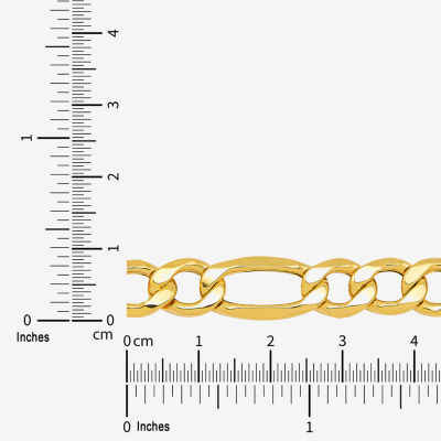 Mens 10K Gold 9 Inch Hollow Figaro Chain Bracelet