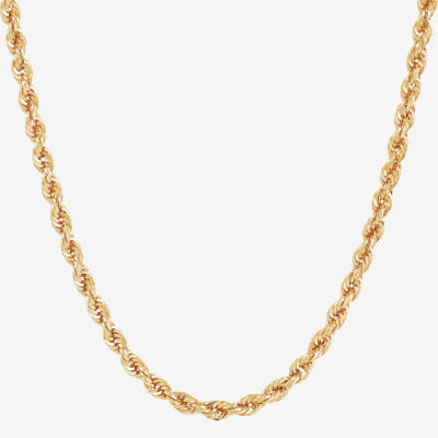 Womens 10K Gold Inch Rope Chain Necklace