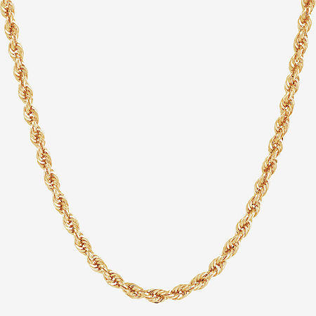 Womens 10K Gold 20 Inch Rope Chain Necklace, One Size, Yellow
