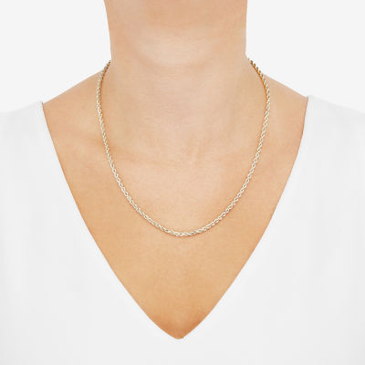 Womens 10K Gold Inch Rope Chain Necklace