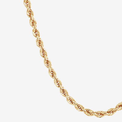 Womens 10K Gold Inch Rope Chain Necklace