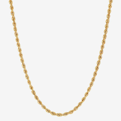 Womens 10K Gold 22 Inch Rope Chain Necklace
