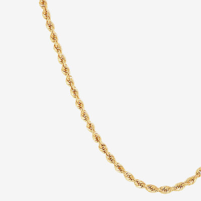Womens 10K Gold 22 Inch Rope Chain Necklace