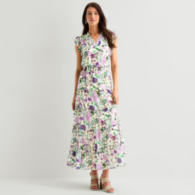 MSK Womens Sleeveless Floral Maxi Dress