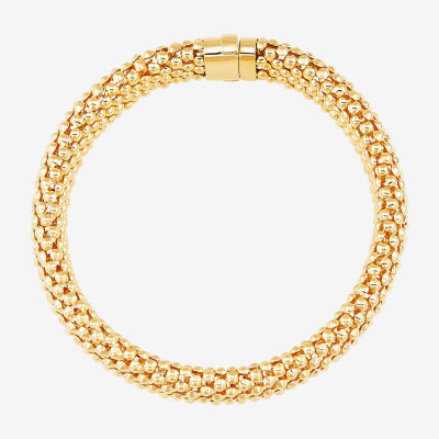 Womens 14K Gold 7.25 Inch Hollow Popcorn Chain Bracelet