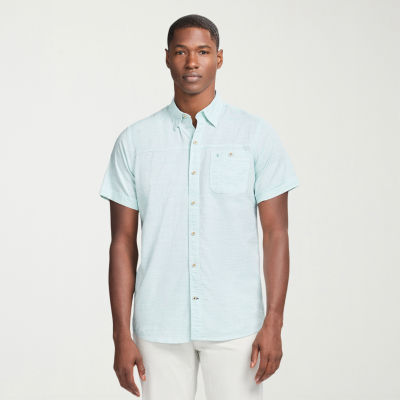 IZOD Dockside Chambray Mens Short Sleeve Classic Fit Button-Down Shirt
