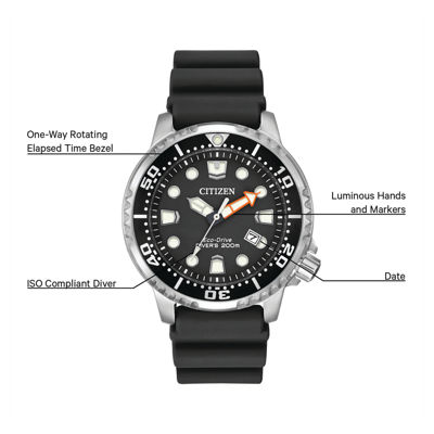 Citizen® Eco-Drive Promaster Mens Black Silicone Strap Watch