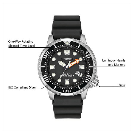 Citizen Eco-Drive Promaster Mens Black Silicone Strap Watch BN0150-28E, One Size, Black