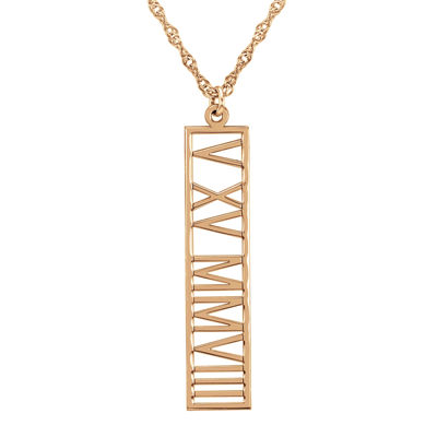 Personalized Roman Numeral Date Pendant Necklace