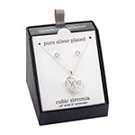 Sparkle Allure Mom 2-pc. Cubic Zirconia Pure Silver Over Brass Heart Jewelry Set