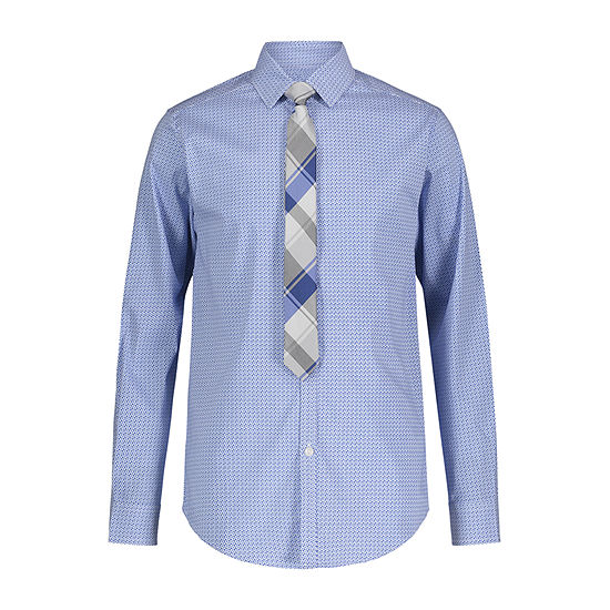 Van Heusen Flex Little & Big Boys Point Collar Long Sleeve Shirt + Tie Set