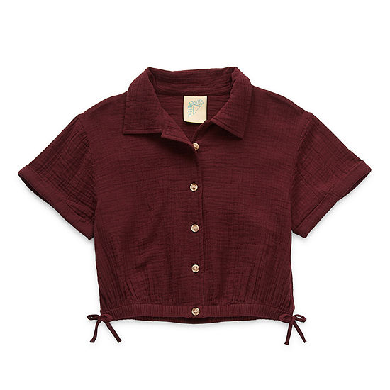 Thereabouts Little & Big Girls Short Sleeve Camp Shirt