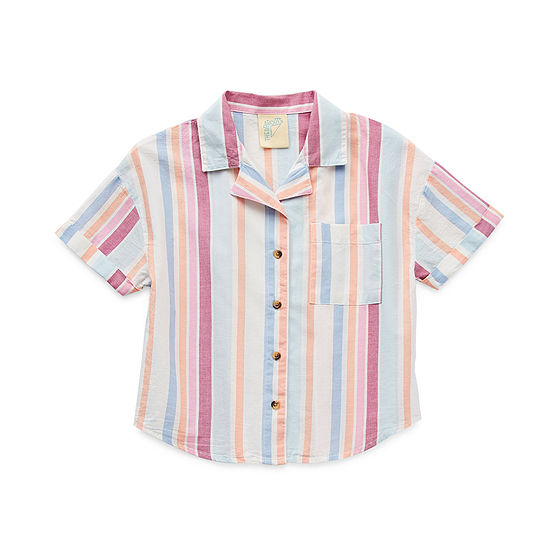 Thereabouts Little & Big Girls Short Sleeve Button-Down Shirt