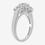 Womens 2 1/4 CT. T.W. Lab Grown White Diamond 10K White Gold Round 3-Stone Engagement Ring