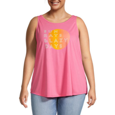 St. John's Bay Plus Womens Crew Neck Sleeveless Tank Top