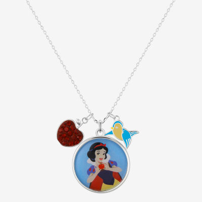 Disney Classics Womens Red Crystal Pure Silver Over Brass 16 Inch Pendant Necklace