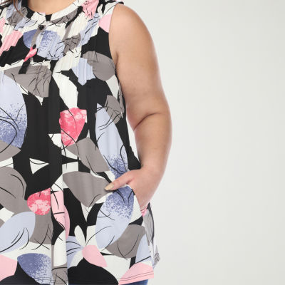 White Mark Plus Womens Crew Neck Sleeveless Tunic Top