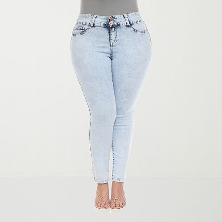 White Mark - Plus Stretch Fabric Womens Mid Rise Skinny Fit Jean