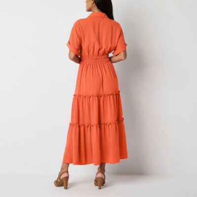 Melonie T Womens Short Sleeve Fit + Flare Dress